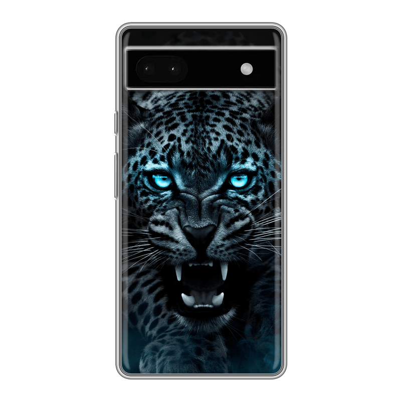 Силиконовый чехол на Google Pixel 6a с принтом Темный леопард Силиконовый чехол на Google Pixel 6a с принтом Темный леопард