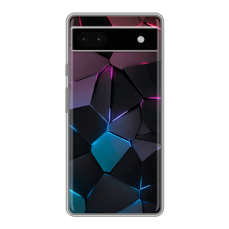 Силиконовый противоударный чехол на Google Pixel 6a с принтом Геометрия неона Силиконовый противоударный чехол на Google Pixel 6a с принтом Геометрия неона