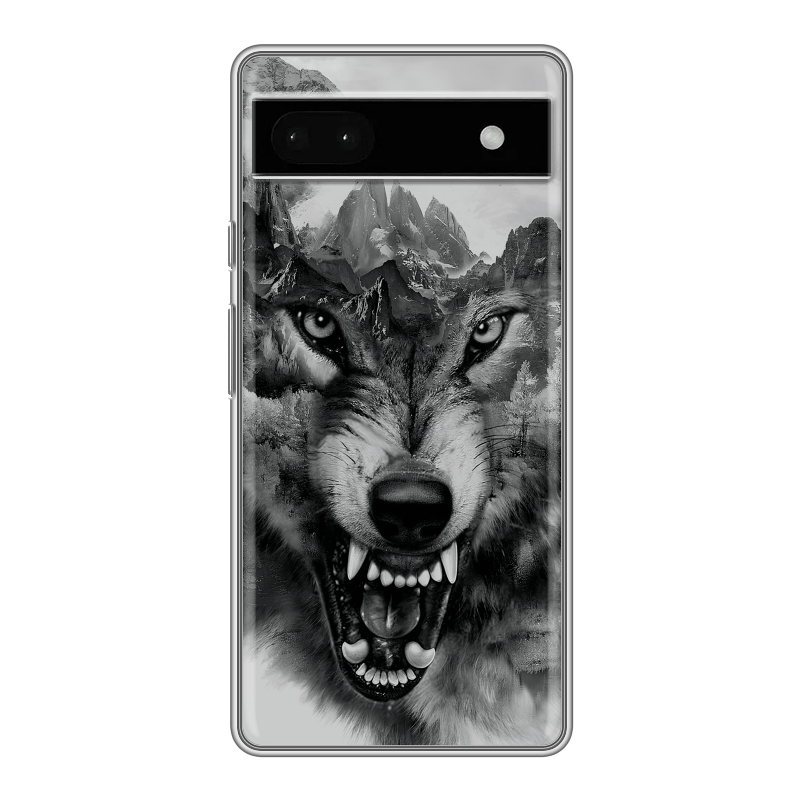 Силиконовый противоударный чехол на Google Pixel 6a с принтом Волк Силиконовый противоударный чехол на Google Pixel 6a с принтом Волк