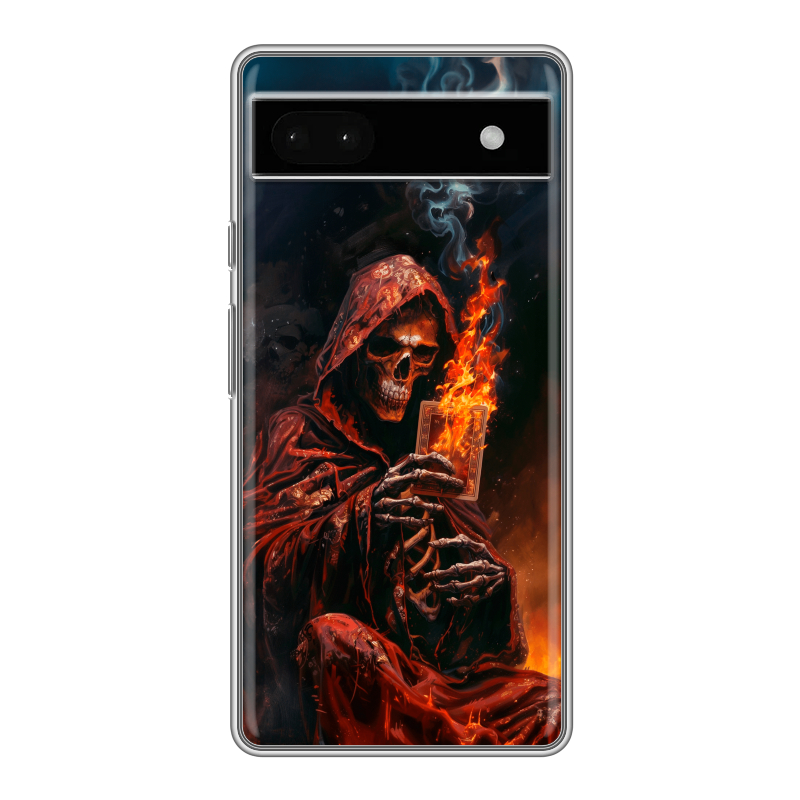 Силиконовый чехол на Google Pixel 6a с принтом Скелет и карты Силиконовый чехол на Google Pixel 6a с принтом Скелет и карты