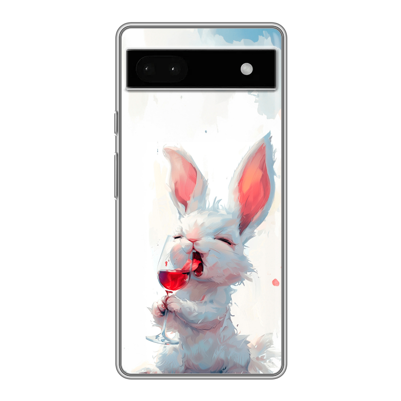 Силиконовый противоударный чехол на Google Pixel 6a с принтом кролик зайчик Силиконовый противоударный чехол на Google Pixel 6a с принтом кролик зайчик