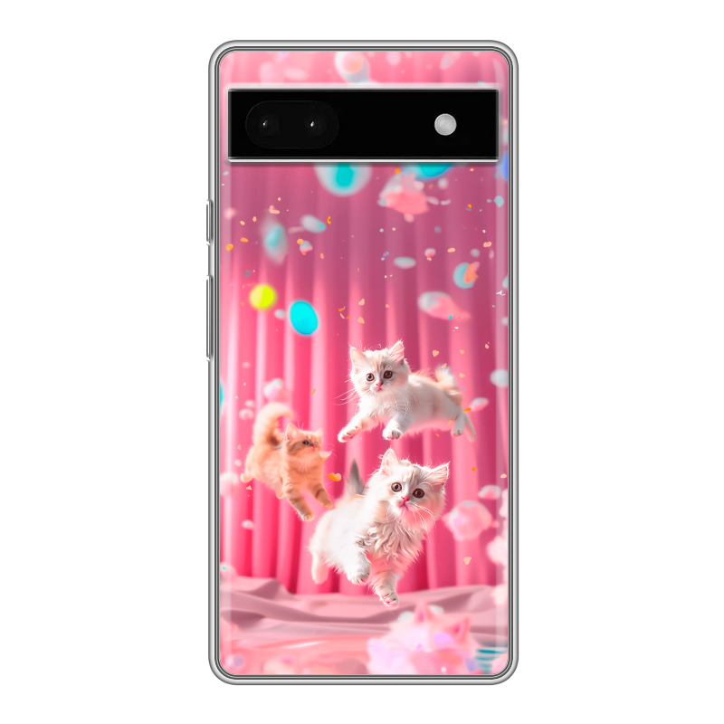Силиконовый противоударный чехол на Google Pixel 6a с принтом милые котики Силиконовый противоударный чехол на Google Pixel 6a с принтом милые котики
