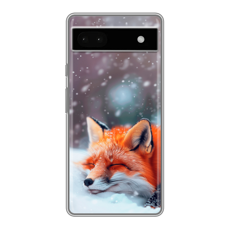Силиконовый противоударный чехол на Google Pixel 6a с принтом лиса Силиконовый противоударный чехол на Google Pixel 6a с принтом лиса