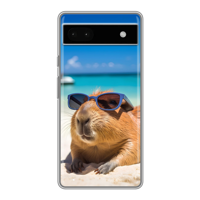 Силиконовый противоударный чехол на Google Pixel 6a с принтом Капибара Силиконовый противоударный чехол на Google Pixel 6a с принтом Капибара