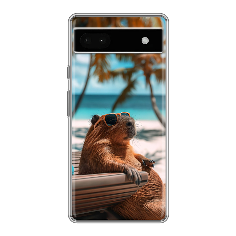 Силиконовый противоударный чехол на Google Pixel 6a с принтом Капибара Силиконовый противоударный чехол на Google Pixel 6a с принтом Капибара
