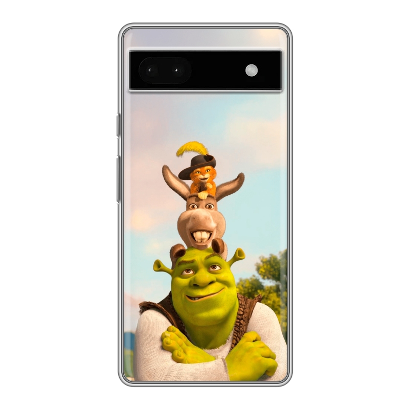 Силиконовый противоударный чехол на Google Pixel 6a с принтом Шрек Shrek Силиконовый противоударный чехол на Google Pixel 6a с принтом Шрек Shrek