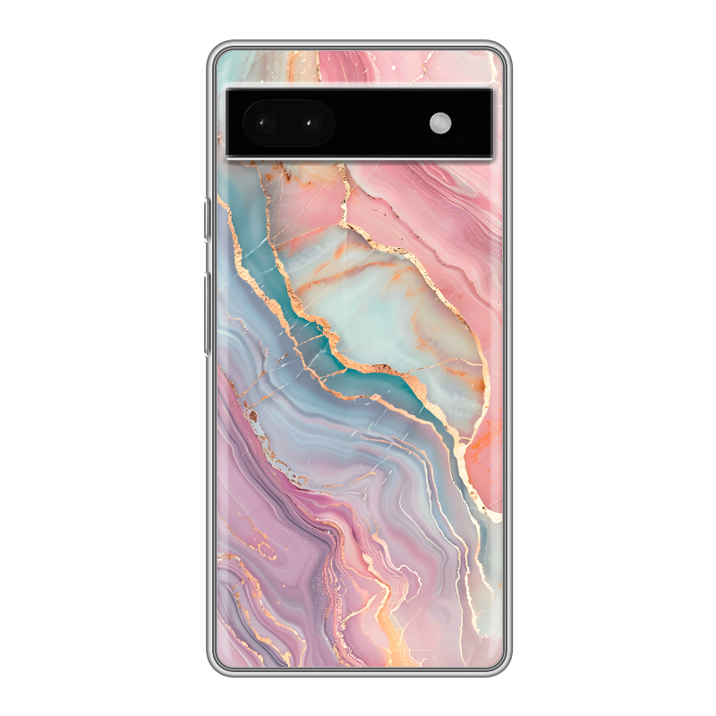 Силиконовый чехол на Google Pixel 6a с принтом розовый мрамор Силиконовый чехол на Google Pixel 6a с принтом розовый мрамор
