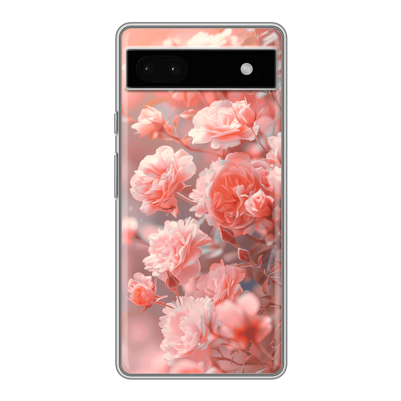 Силиконовый противоударный чехол на Google Pixel 6a с принтом Розы цветы Силиконовый противоударный чехол на Google Pixel 6a с принтом Розы цветы