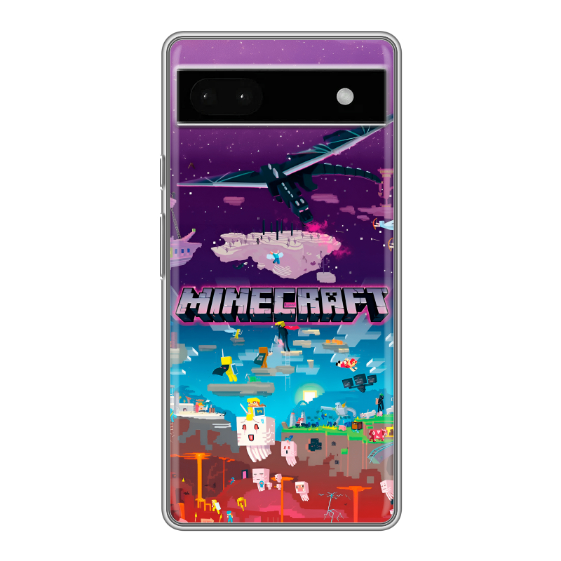 Силиконовый противоударный чехол на Google Pixel 6a с принтом Майнкрафт Minecraft Силиконовый противоударный чехол на Google Pixel 6a с принтом Майнкрафт Minecraft
