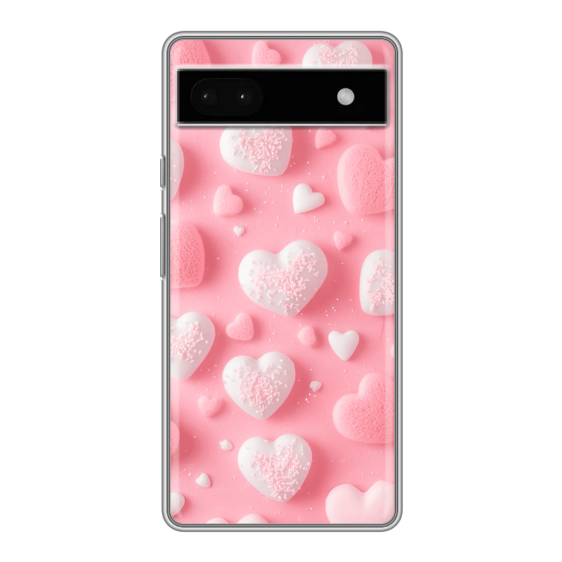 Силиконовый противоударный чехол на Google Pixel 6a с принтом Сердечки Силиконовый противоударный чехол на Google Pixel 6a с принтом Сердечки