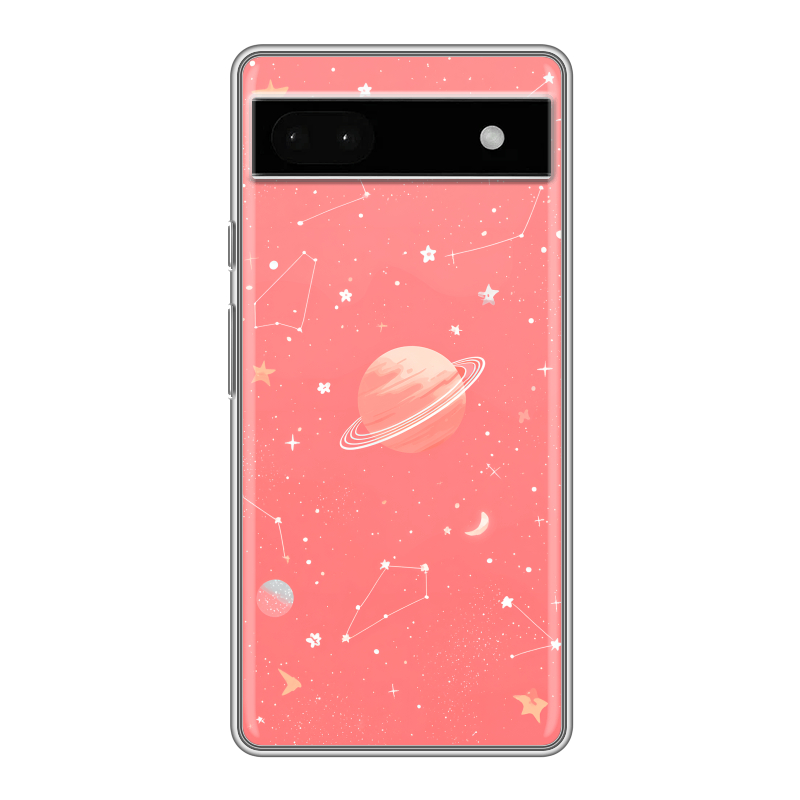 Силиконовый чехол на Google Pixel 6a с принтом Розовый космос Силиконовый чехол на Google Pixel 6a с принтом Розовый космос