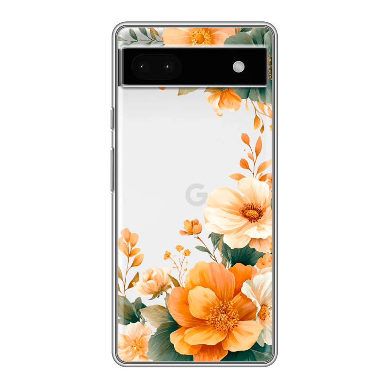 Силиконовый противоударный чехол на Google Pixel 6a с принтом Цветы принт Силиконовый противоударный чехол на Google Pixel 6a с принтом Цветы принт