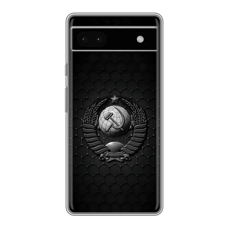 Силиконовый противоударный чехол на Google Pixel 6a с принтом Герб Флаг СССР Силиконовый противоударный чехол на Google Pixel 6a с принтом Герб Флаг СССР
