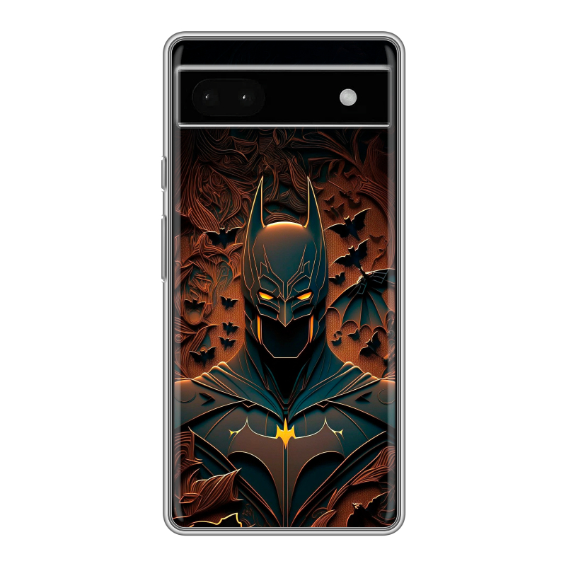 Силиконовый противоударный чехол на Google Pixel 6a с принтом Batman Бэтмен Силиконовый противоударный чехол на Google Pixel 6a с принтом Batman Бэтмен