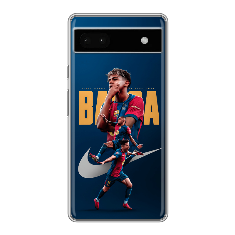 Силиконовый чехол на Google Pixel 6a с принтом Барселона Barca Yamal Силиконовый чехол на Google Pixel 6a с принтом Барселона Barca Yamal