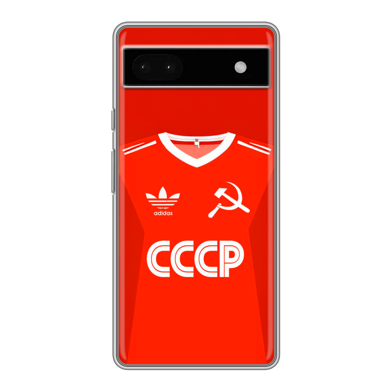 Силиконовый противоударный чехол на Google Pixel 6a с принтом Флаг Герб СССР Силиконовый противоударный чехол на Google Pixel 6a с принтом Флаг Герб СССР