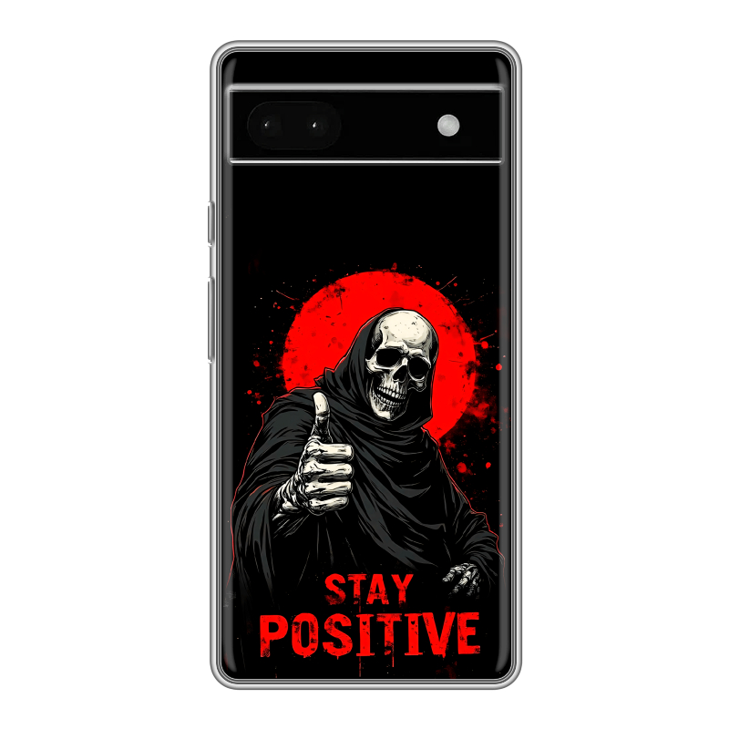 Силиконовый противоударный чехол на Google Pixel 6a с принтом смешной скелет Силиконовый противоударный чехол на Google Pixel 6a с принтом смешной скелет