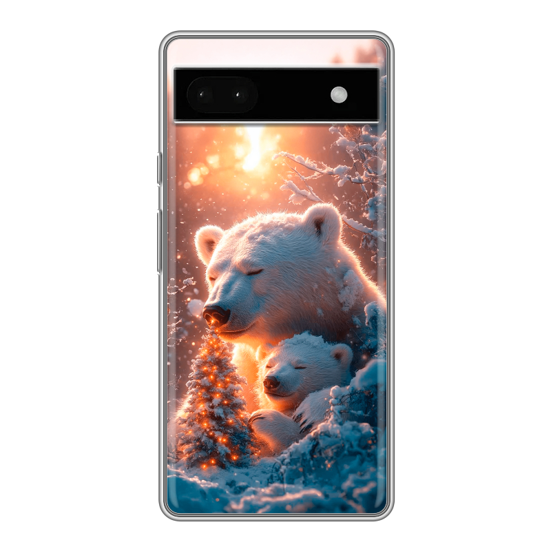 Силиконовый противоударный чехол на Google Pixel 6a с принтом Новый год Силиконовый противоударный чехол на Google Pixel 6a с принтом Новый год