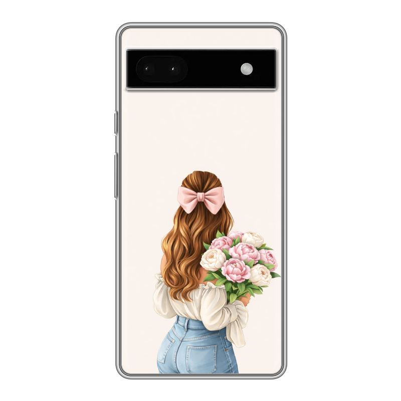 Силиконовый противоударный чехол на Google Pixel 6a с принтом женский Силиконовый противоударный чехол на Google Pixel 6a с принтом женский