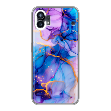 Силиконовый чехол на Nothing Phone (1) с принтом синий мрамор Силиконовый чехол на Nothing Phone (1) с принтом синий мрамор