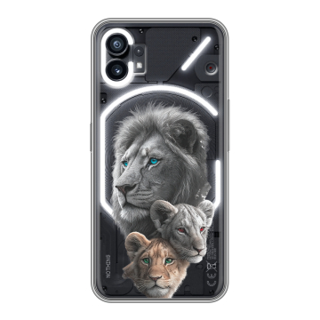 Силиконовый чехол на Nothing Phone (1) с принтом Львы