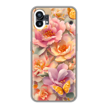 Силиконовый чехол на Nothing Phone (1) с принтом Цветы и бабочки