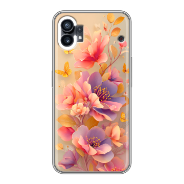 Силиконовый чехол на Nothing Phone (1) с принтом Цветы и бабочки
