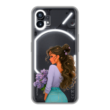 Силиконовый чехол на Nothing Phone (1) с принтом девушка цветы