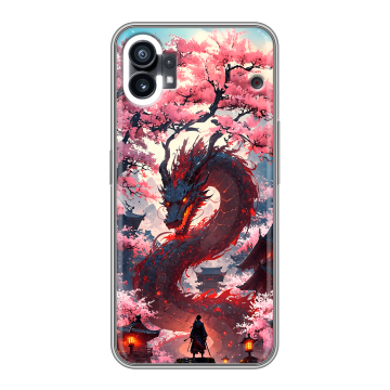 Силиконовый чехол на Nothing Phone (1) с принтом Дракон Японский Силиконовый чехол на Nothing Phone (1) с принтом Дракон Японский