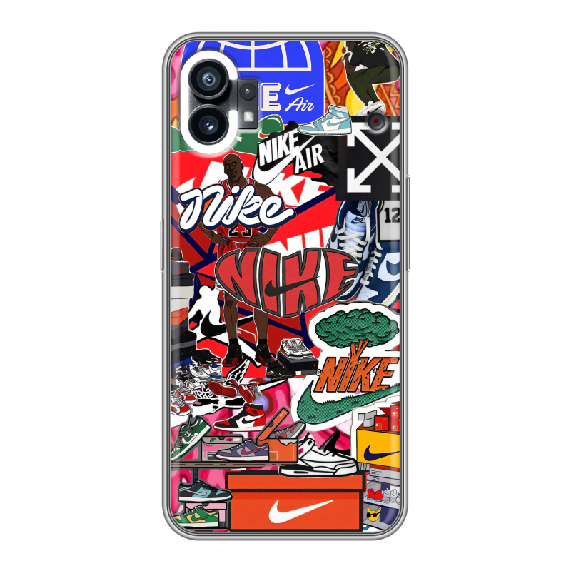Силиконовый чехол на Nothing Phone (1) с принтом Найк Nike яркий Силиконовый чехол на Nothing Phone (1) с принтом Найк Nike яркий