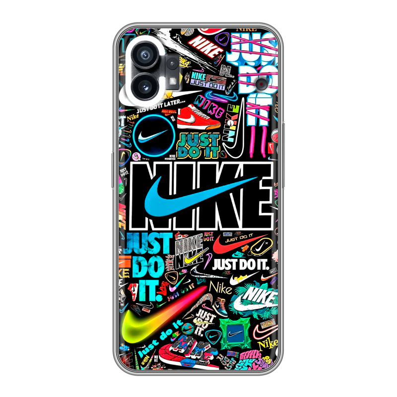 Силиконовый противоударный чехол на Nothing Phone (1) с принтом найк nike черный Силиконовый противоударный чехол на Nothing Phone (1) с принтом найк nike черный