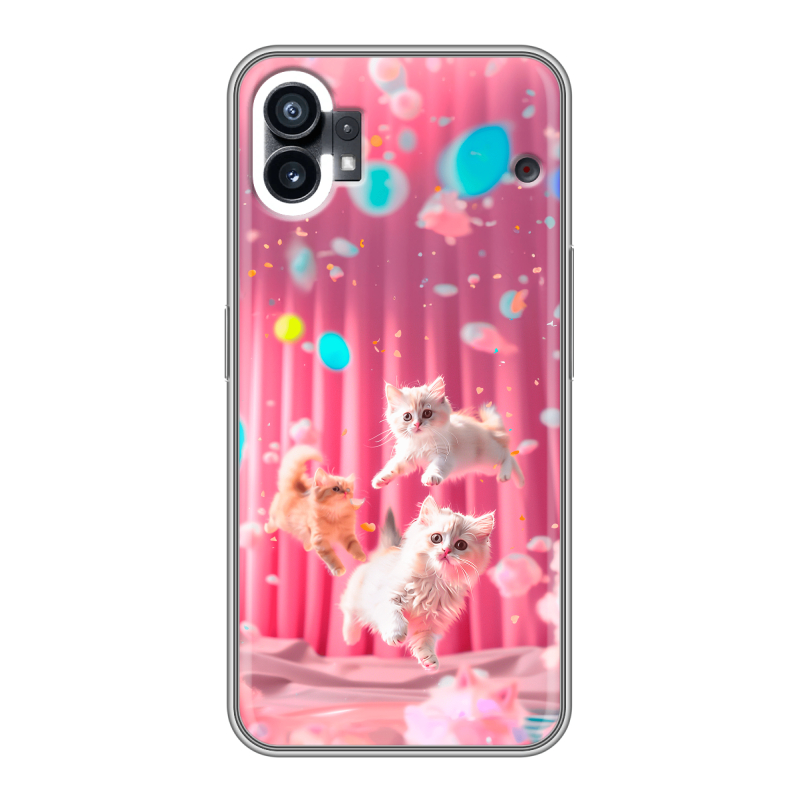 Силиконовый чехол на Nothing Phone (1) с принтом милые котики Силиконовый чехол на Nothing Phone (1) с принтом милые котики