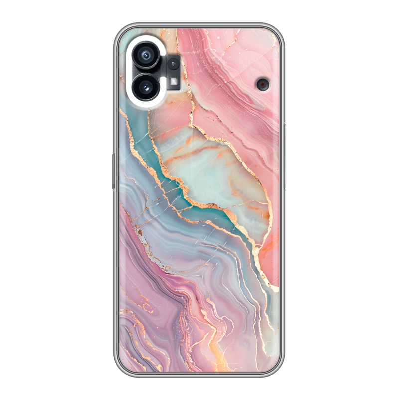 Силиконовый чехол на Nothing Phone (1) с принтом розовый мрамор Силиконовый чехол на Nothing Phone (1) с принтом розовый мрамор