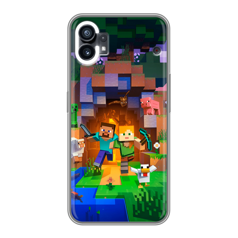 Силиконовый противоударный чехол на Nothing Phone (1) с принтом Майнкрафт Minecraft Силиконовый противоударный чехол на Nothing Phone (1) с принтом Майнкрафт Minecraft