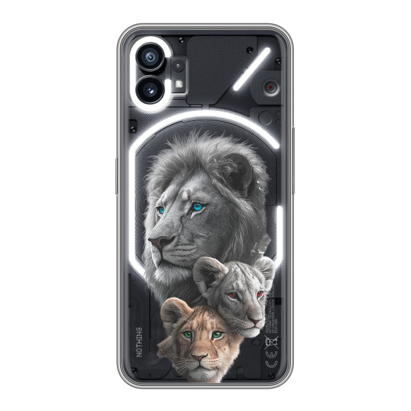 Силиконовый чехол на Nothing Phone (1) с принтом Львы Силиконовый чехол на Nothing Phone (1) с принтом Львы