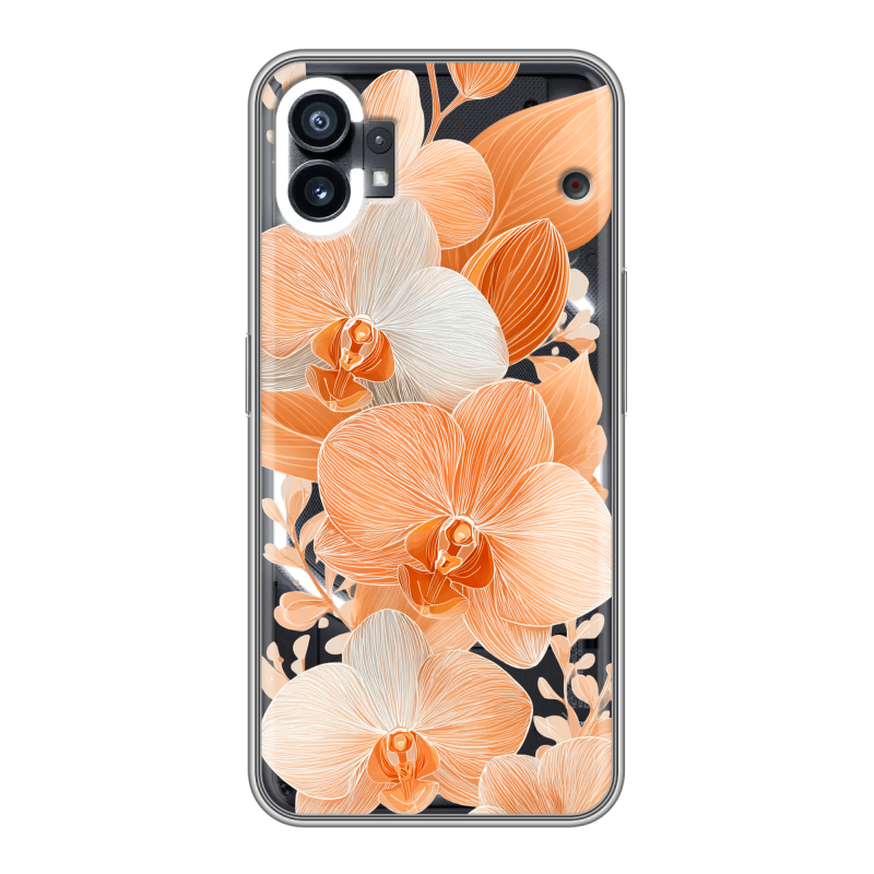 Силиконовый чехол на Nothing Phone (1) с принтом Бежевые цветы Силиконовый чехол на Nothing Phone (1) с принтом Бежевые цветы