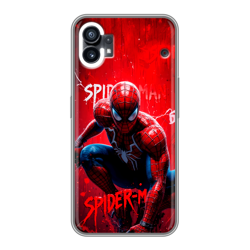 Силиконовый противоударный чехол на Nothing Phone (1) с принтом Spiderman Человек паук Силиконовый противоударный чехол на Nothing Phone (1) с принтом Spiderman Человек паук