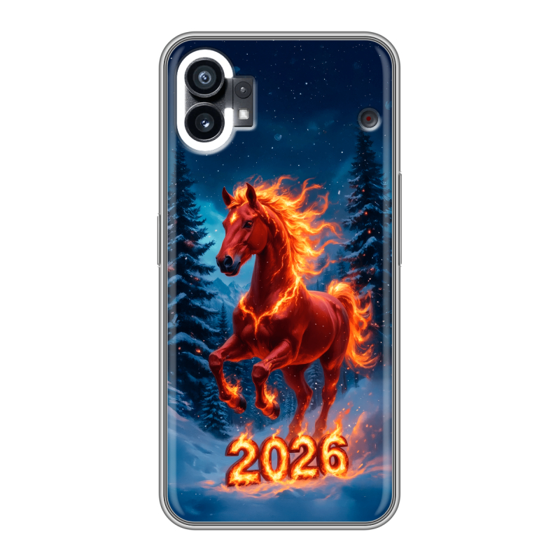 Силиконовый чехол на Nothing Phone (1) с принтом Новый год коня Силиконовый чехол на Nothing Phone (1) с принтом Новый год коня