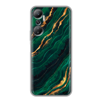 Силиконовый противоударный чехол на Infinix Hot 20 с принтом Мрамор зеленое золото
