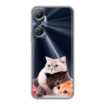 Силиконовый противоударный чехол на Infinix Hot 20 с принтом Кошки