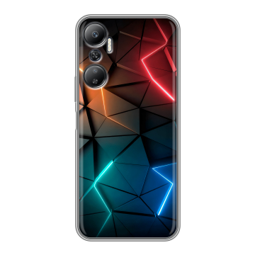 Силиконовый противоударный чехол на Infinix Hot 20 с принтом Абстракция неон