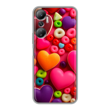Силиконовый противоударный чехол на Infinix Hot 20 с принтом Сердечки