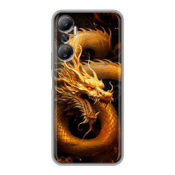 Силиконовый противоударный чехол на Infinix Hot 20 с принтом Золотой дракон