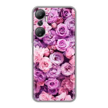Силиконовый противоударный чехол на Infinix Hot 20 с принтом лавандовые розы