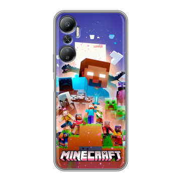 Силиконовый противоударный чехол на Infinix Hot 20 с принтом Майнкрафт Minecraft