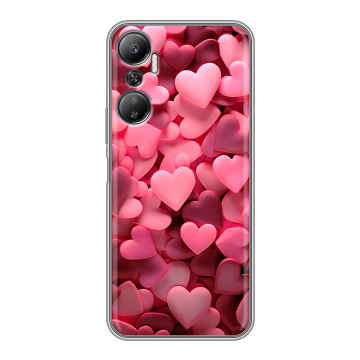 Силиконовый противоударный чехол на Infinix Hot 20 с принтом розовые сердечки Силиконовый противоударный чехол на Infinix Hot 20 с принтом розовые сердечки