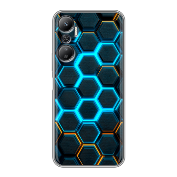 Силиконовый противоударный чехол на Infinix Hot 20 с принтом Неоновые соты