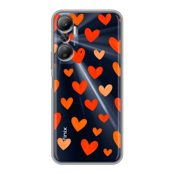 Силиконовый противоударный чехол на Infinix Hot 20 с принтом Сердечки