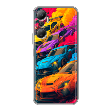 Силиконовый противоударный чехол на Infinix Hot 20 с принтом Тачки
