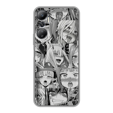 Силиконовый противоударный чехол на Infinix Hot 20 с принтом Ahegao Ахегао Аниме